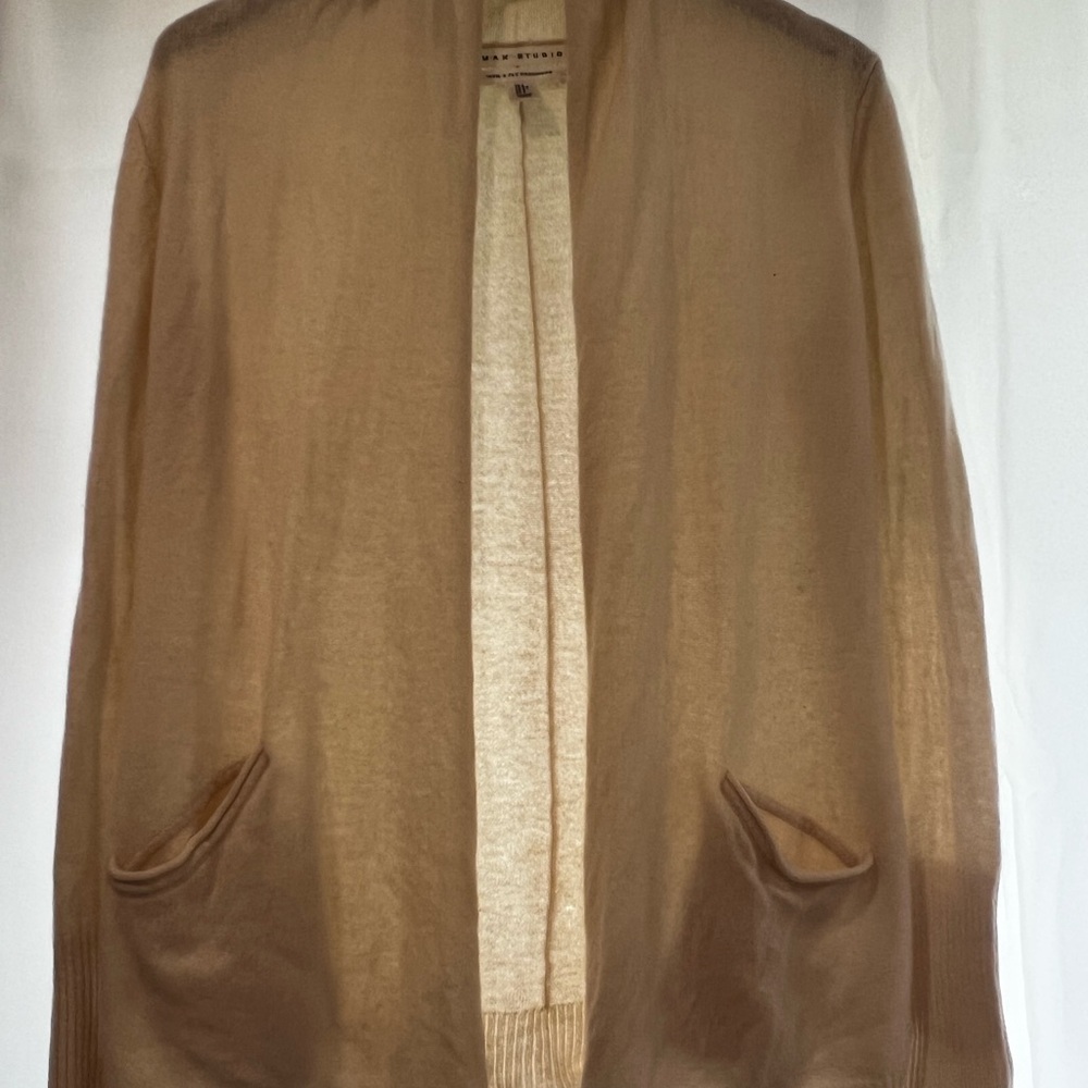 Max Studio Tan Cape Jacket Soft Relaxed Fit